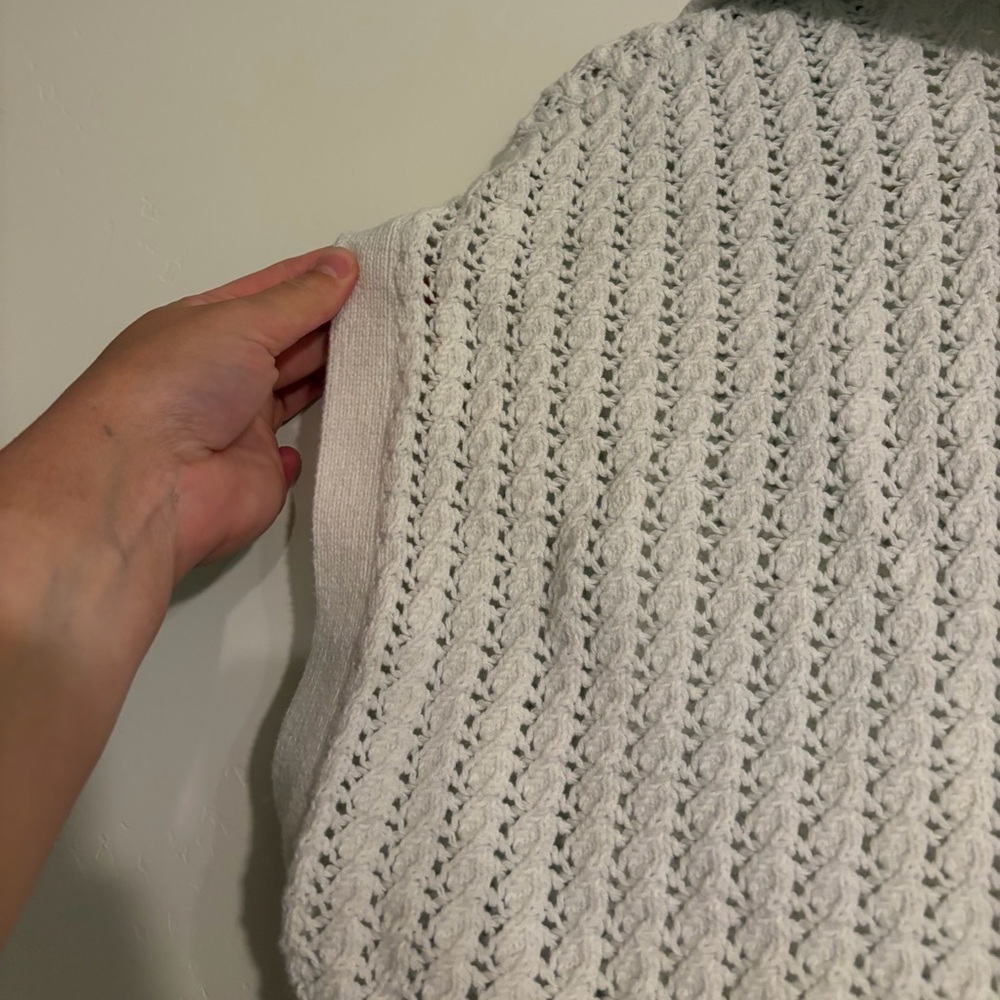LOFT White Knit Sweater Vest Beachy Summer Light Size Medium - Picture 6 of 8